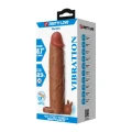 Nakładka na penisa Pretty Love Xerxes, 22 cm, wibracje, brązowa, TPR