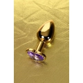 Plug analny TOYFA, metalowy, złoty z purpurowym kryształem, 7 cm, Ø 2,7 cm