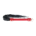 Flogger - Milan Collection - Skórzany, Czarno-Czerwony, z Metalowymi Elementami