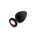 Korek analny – Zestaw Jewellery Silicone PLUG Black, silikon, 3 rozmiary, kryształ rose