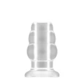 Korek analny No.49 - Translucent, 3 cale, wodoodporny, z trzema pierścieniami