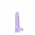 Dildo REALROCK Crystal Clear 17 cm, realistyczne jądra, przyssawka, bez ftalanów