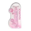 Dildo REALROCK CRYSTAL CLEAR 21 cm, realistyczne jądra, przyssawka, bez ftalanów