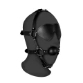 Uprząż na głowę z kulkowym kneblem, 70% skóra PU, w pełni regulowana, czarna