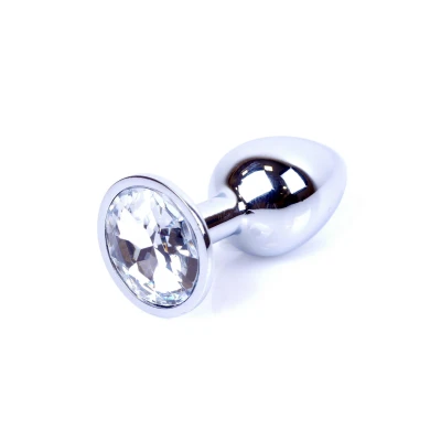 Zatyczka analna – Jewellery Silver, stal nierdzewna, kryształ, 7 cm, Ø 2,7 cm