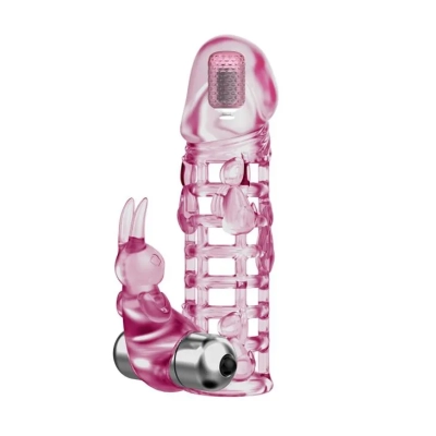 Nakładka wibrująca - BAILE ULTIMATE LOVE, 10 funkcji wibracji, materiał TPR, różowy