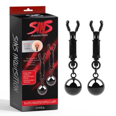 Klamry na sutki metalowe z regulacją, dodatkowym ciężarem - Playful Weighted Nipple Clamps