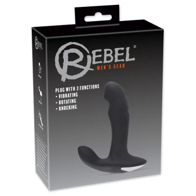 Stymulator prostaty Rebel z wibracją, rotacją i funkcją stukania, 16,6 cm