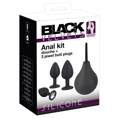 Zestaw zabawek analnych - Kit Black Velvets, silikon, 4 elementy, różne rozmiary wtyczek