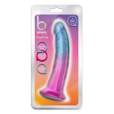 Dildo B Yours Beautiful Sky, 7,5 cala, przyssawkowy, gradientowy design, PVC