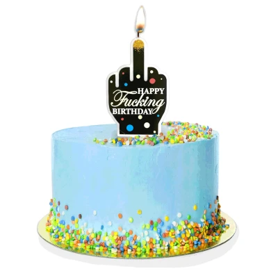 Świeczka Urodzinowa Little Genie – 10 cm, z napisem "Happy F’ing Birthday", humorystyczna