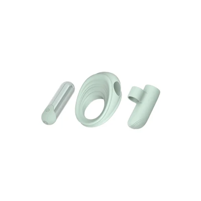 Wibrator Glam 3-w-1, silikonowy, wodoodporny, pierścień erekcyjny, nasadka na palec