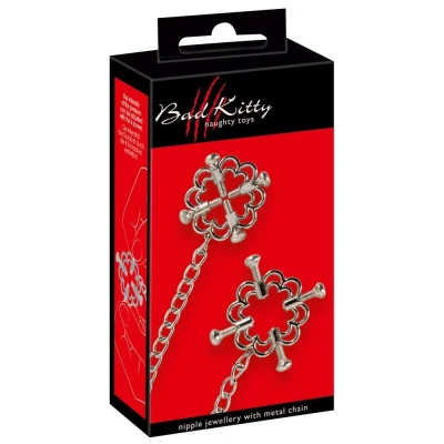 Biżuteria sutkowa – Bad Kitty, stal nierdzewna, regulowane zaciski 0,2-1,5 cm