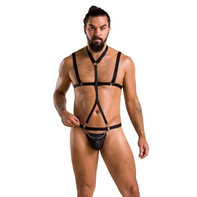 Stringi z harness'em CASMIR MEN - Oeko-Tex, czarne L/XL, komfort i elegancja
