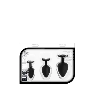 Zestaw treningowy wtyczek analnych LUXE BLING z silikonem, 3 rozmiary, serce z kamieniem