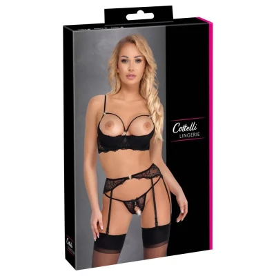 Biustonosz na półce z zestawem COTTELLI LINGERIE - koronkowy, seksowny, z opaską satynową