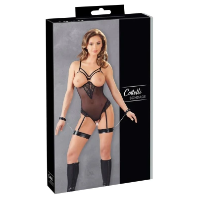 Body z koronkowymi detalami COTTELLI LINGERIE – regulowane szelki, styl wet look