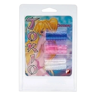 Mankiety erotyczne Tokio, TPE, 3 szt., efekt przekrwienia, długość 4,5 cm