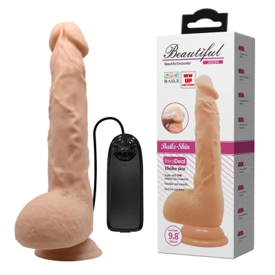 Dildo BAILE 9.8" z TPR, silikonowym pokryciem i przyssawką dla realistycznego doznania