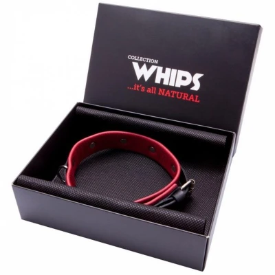 Obroża skórzana WHIPS, średnia 36-42 cm, 3 cm szerokości, rękodzieło z Polski