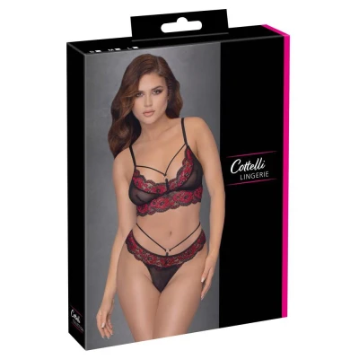 Biustonosz i majtki COTTELLI LINGERIE, koronkowe, dwukolorowe, komfortowe