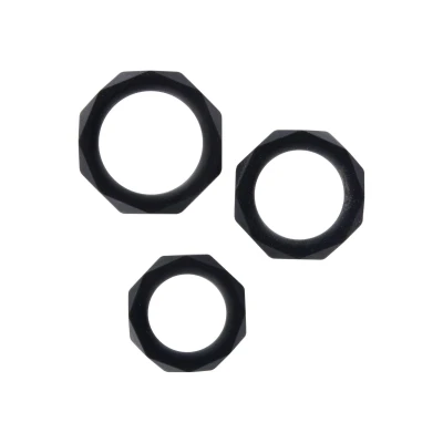 Pierścień C-Ring Power Halo, 3 rozmiary (3,0-4,0 cm), materiał TPE, kolor czarny