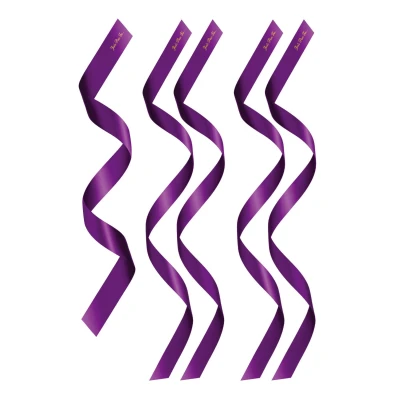 Opaski BDSM Sweet Caress z fioletowej satyny, 5 sztuk, długość 1200mm, komfortowe łączenia