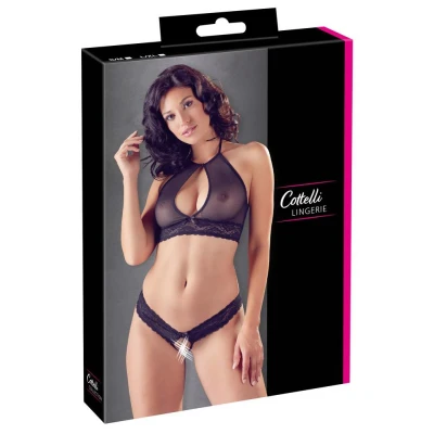 Biustonosz i Stringi COTTELLI LINGERIE | Koronkowe Detale, Przezroczystość, S/M