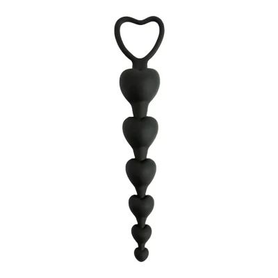 Koraliki analne silikonowe Heart – 3,5 cm, elastyczne, 18 cm długości