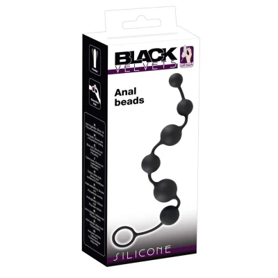 Kulki analne - Black Velvets, silikon, 6 sztuk, średnica 2,3-3,9 cm, długość 40 cm