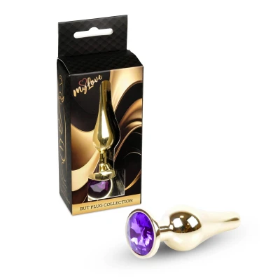 Korek analny (butt plug) MyLove Jewellery Gold – stal nierdzewna, fioletowy, 9,5 cm