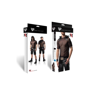 T-shirt REGNES FETISH PLANET – przezroczysta siateczka, kaptur wetlook, elastyczny