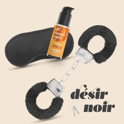 Kajdanki i opaska CRUSHIOUS DÉSIR NOIR z lubrykantem rozgrzewającym, 50ml