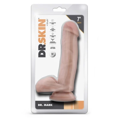 Dildo Dr. Skin Dr. Mark z kuleczkami, PVC, 17,7 cm, realistyczny design