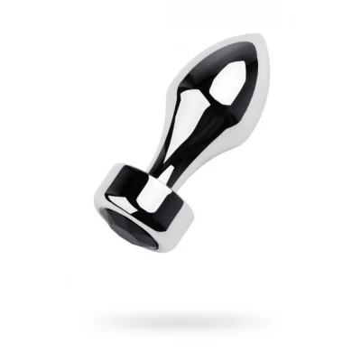 Korek analny TOYFA Metal, długość 10,8 cm, z czarnym kryształkiem, elegancki design