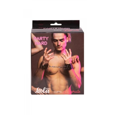 Kajdanki PVC Party Hard z metalowymi karabińczykami, 23 cm, regulowane rozmiary