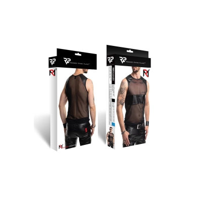 T-shirt REGNES FETISH PLANET – siateczkowy, wetlook, czarny, rozmiar M