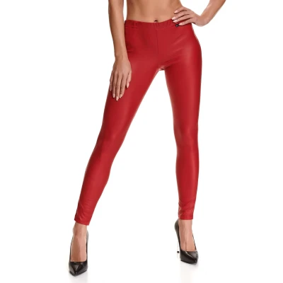 Legginsy wetlook BRLIDIA001, DEMONIQ Kolekcja Silver Touch, czerwone, XXL, z kieszeniami