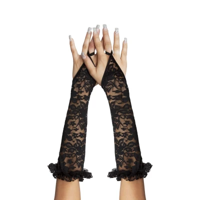 Rękawiczki koronkowe SOFTLINE COLLECTION - eleganckie, czarne, dopasowane S/L