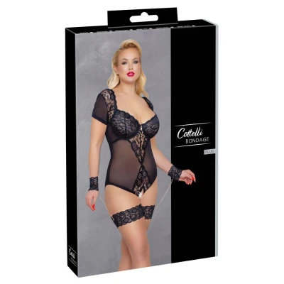 Body ouvert COTTELLI LINGERIE, koronkowe mankiety, zapięcie haczykowe, powernet