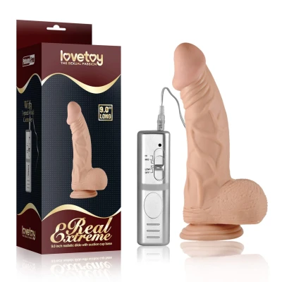 Dildo Realistyczny, 9", 3 prędkości wibracyjne, 6,5" wkładanej długości