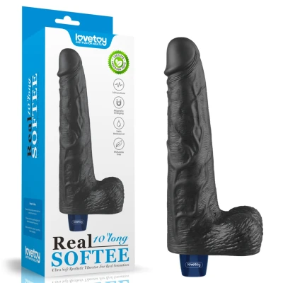 Dildo 10" Real Softee - 100% wodoodporny, 10 trybów wibracji, TPE Soft-Skin