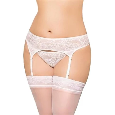 Pas do pończoch SOFTLINE COLLECTION 3316 Plus Size Biały Koronka, 3XL