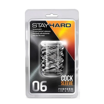 Nakładka na penisa Stay Hard 06 Clear, TPE, wymiar 2,5 cm, stymulacja wewnętrzna
