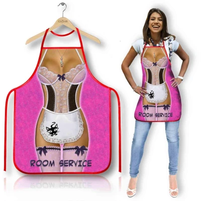 Fartuszek kuchenny „Room Service” - zestaw z motywem pokoju, lekki i łatwy w czyszczeniu