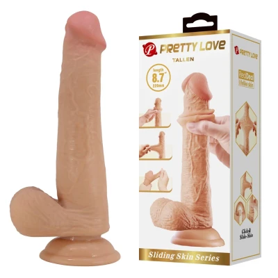 Dildo PRETTY LOVE - TALLEN 220mm, TPR, elastyczna konstrukcja kręgowa, przyssawka