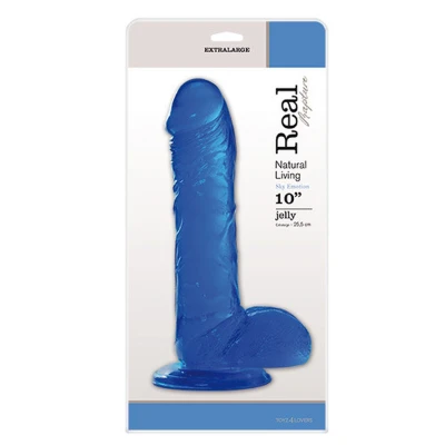 Dildo, FALLO JELLY, 10", niebieski, realistyczny, przyssawka, PVC
