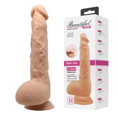 Dildo BAILE - 9,8'' TPR, zakrzywiony trzon, przyssawka do mocowania