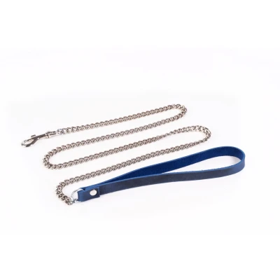 Smycz BDSM Crazy Horse - Skórzana, Elegancka, Z Mocnym Łańcuchem Nierdzewnym