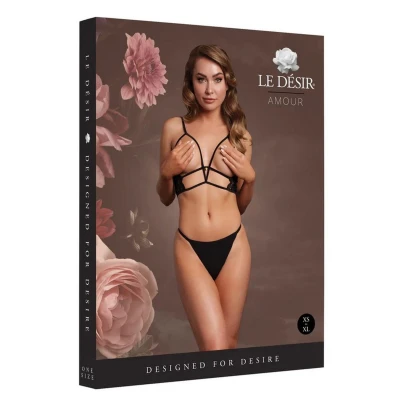 Biustonosz trójkątny LE DESIRE - koronka, regulowane ramiączka, rozmiar XS-XL, czarny